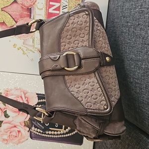 Céline Celine Grey Brown C Macadam Suede Shoulder Bag